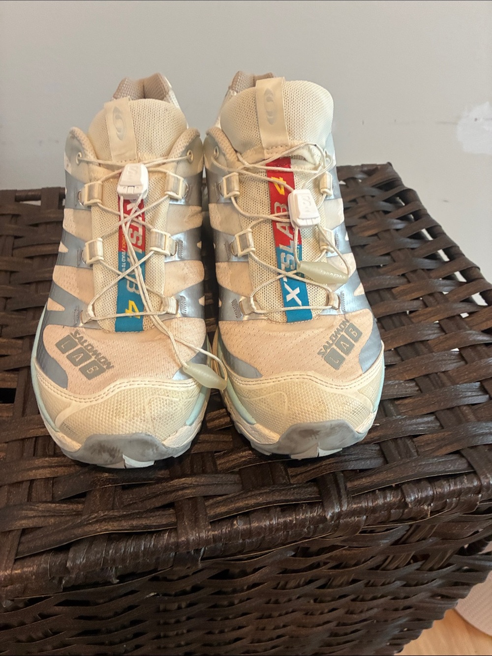 Salomon Women's Cream and Light Blue Trail Sneakers - Picture 2 of 4
